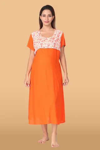 Orange Floral Feeding Gown