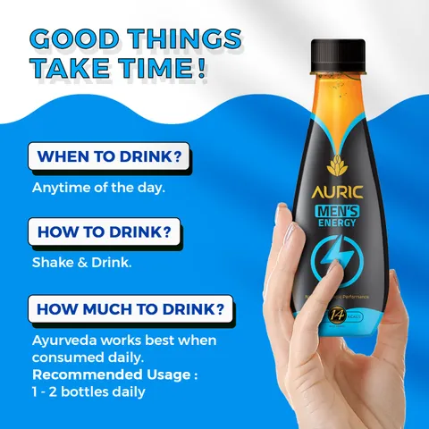 Auric Men's Energy Drink for Stamina, Endurance & Performance, Pack of 24 Bottle