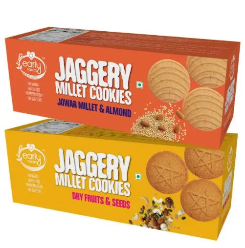 Assorted Pack of 2 - Jowar & Dry Fruit Jaggery Cookies X 2, 150g each