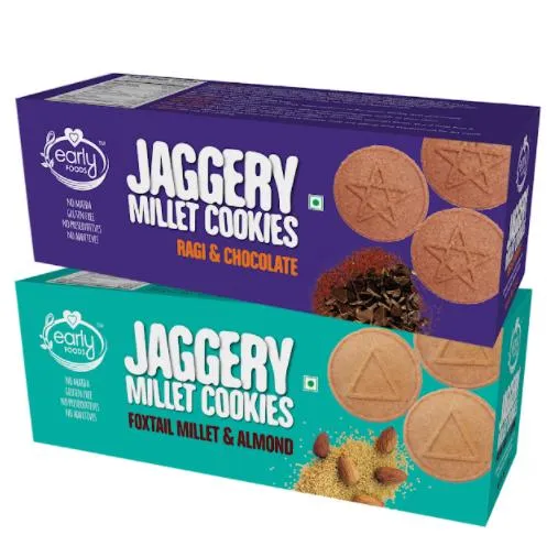 Assorted Pack of 2 - Foxtail Almond & Ragi Choco Jaggery Cookies X 2, 150g each