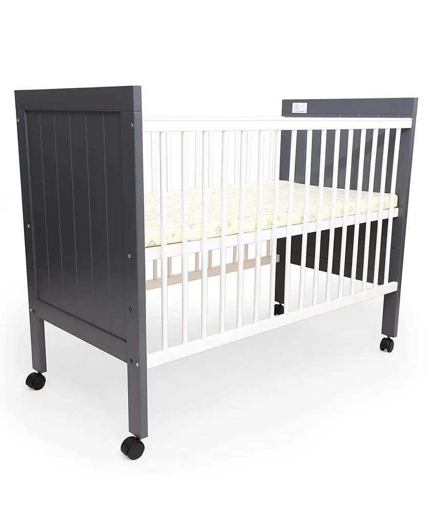 R for Rabbit Baby's Den Cot With Mattress 3 Level Height Adjustment