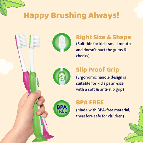 CHICCO TOOTHBRUSH SET PINK+GREEN 3Y-8Y IN