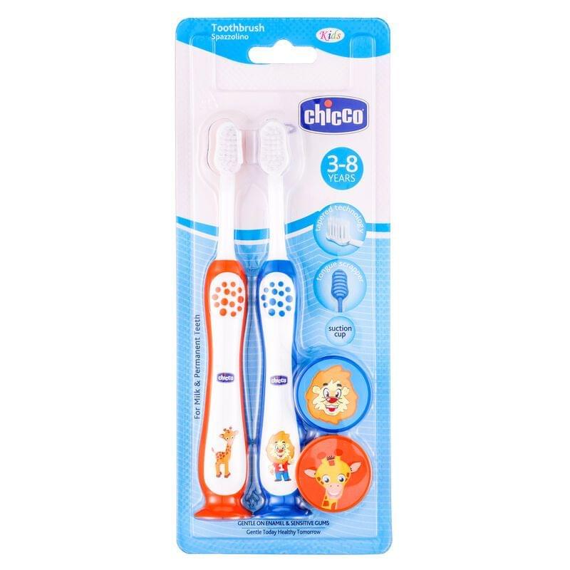 Chicco TOOTHBRUSH SET BLUE+ORANGE 3Y-8Y IN