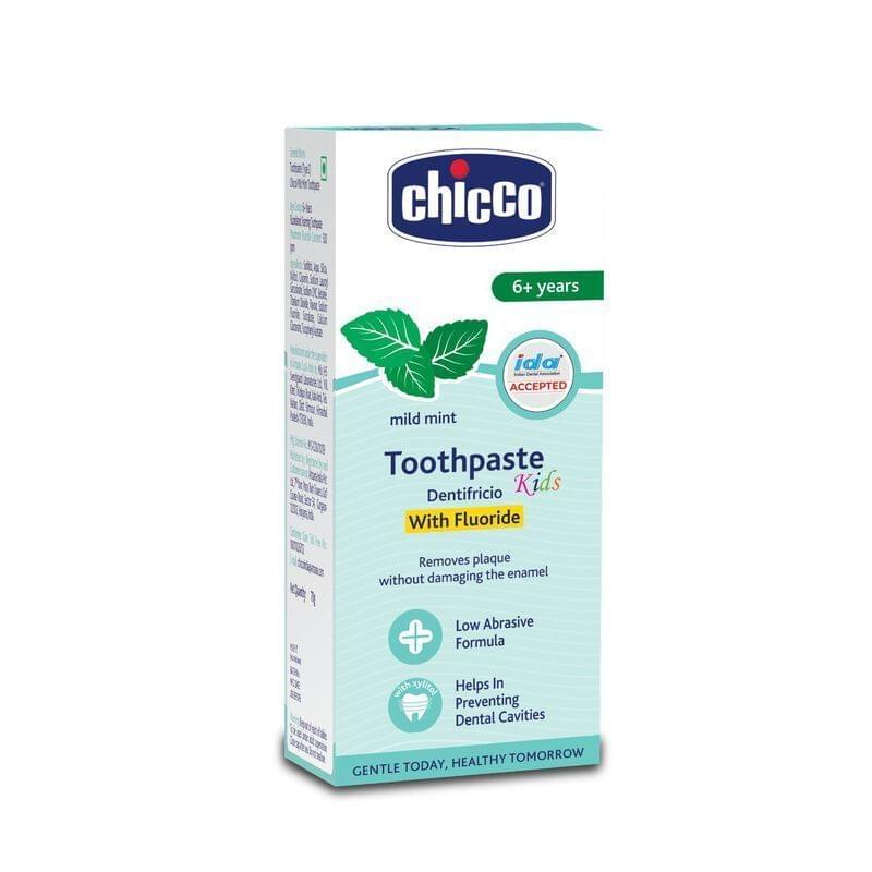 Chicco 70g Toothpaste, Mild Mint Flavour for 6Y+ Kids, Preservative-free, Cavity Protection