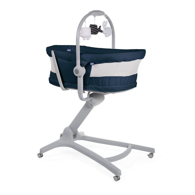 Chicco Baby Hug 4 In 1, Crib, Recliner, Highchair and Table Chair with Easy Height Adjustment, For babies 0m+, (India Ink, Blue)
