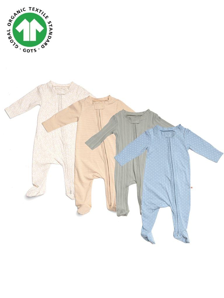 Greendigo Baby Organic Cotton Sleepsuits - Pack of 4