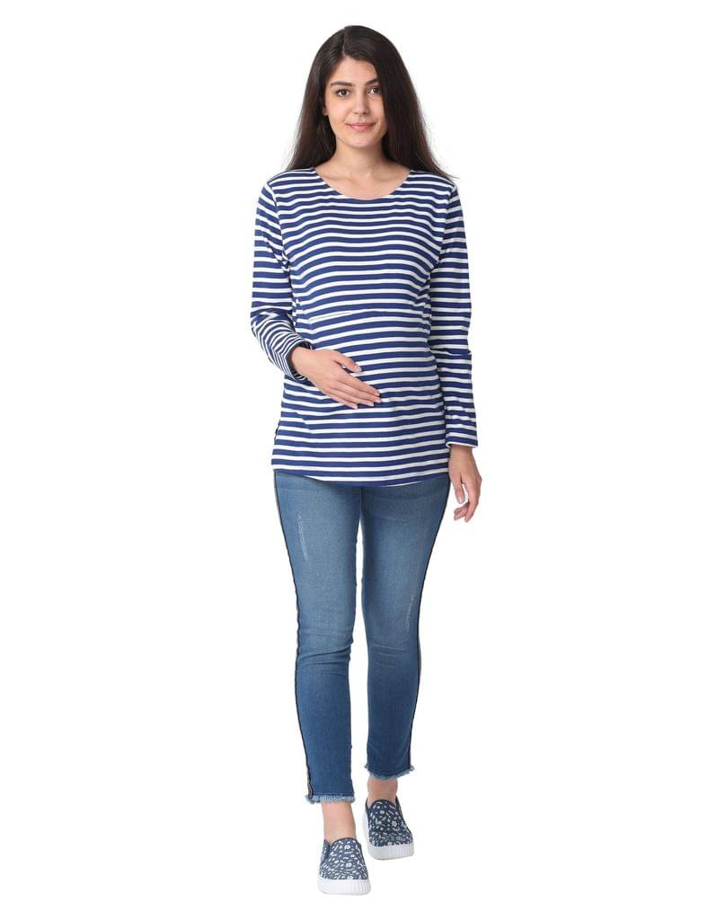 The Mom store French Stripes Maternity and Nursing Top