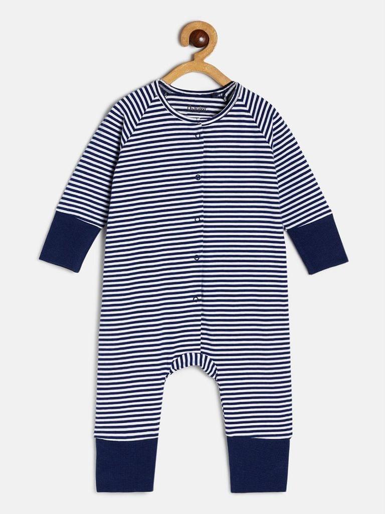 Chayim Baby front open Sleep suit Stripe Blue
