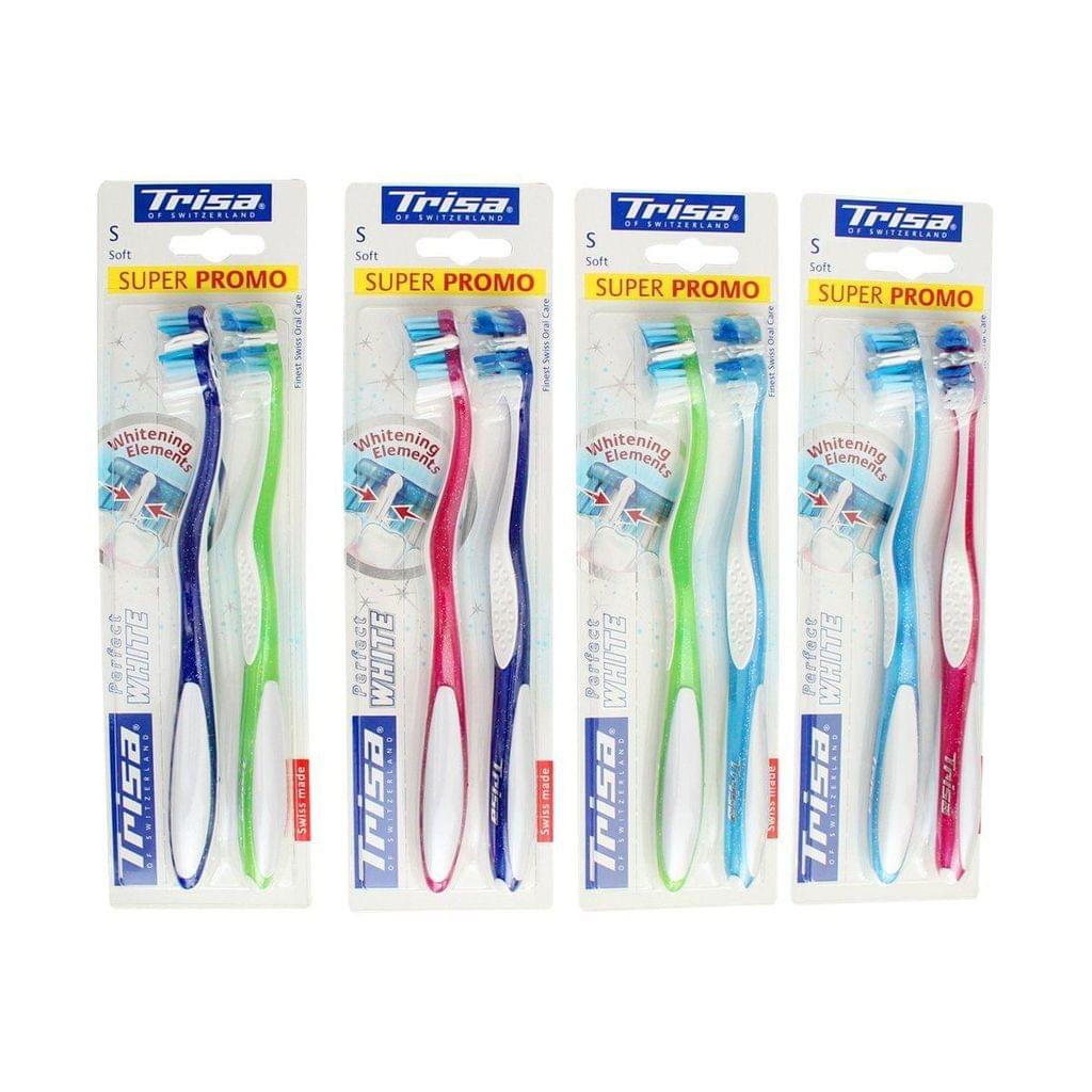 Trisa Perfect White Soft Toothbrush (Pack of 2) (Assorted Color)