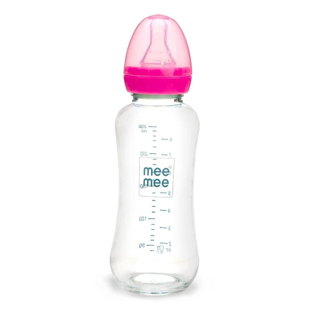 Mee Mee Premium Glass Feeding Bottle 0-2 Years,240ml,Pink