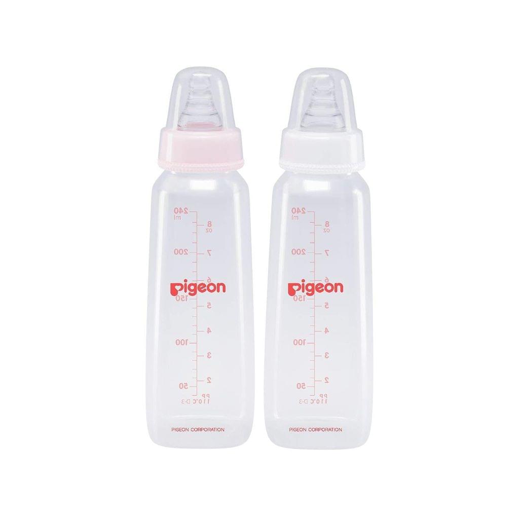 Pigeon Peristaltic Baby Feeding Bottle with Nipple L Pink and White,240 ml,Pack of 2 - 88046