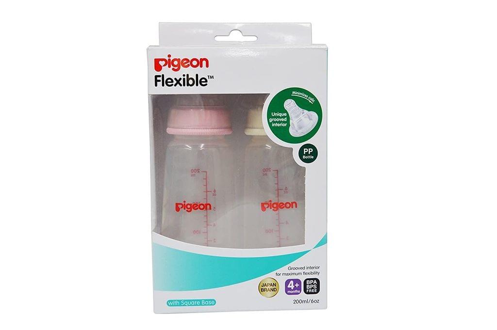 Pigeon Peristaltic Nursing feeding Bottle Twin Pack (Pink/White) - 200 ml 88044
