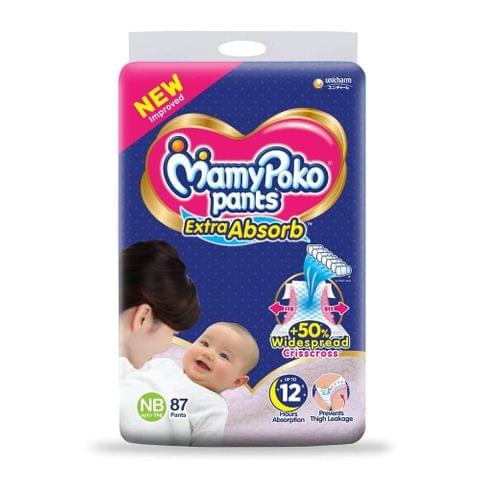 MamyPoko Pants Extra Absorb Diaper for New Born, NB , Pack of 87
