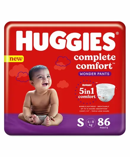 Huggies Wonder Pants Small (S) Size Baby Diaper Pants, 86 count