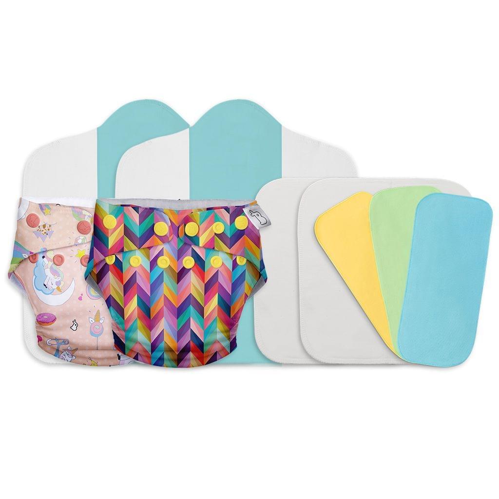 SuperBottoms Cloth Diapers for babies - Starter Pack with 2 Freesize UNO - New Version | Reusable