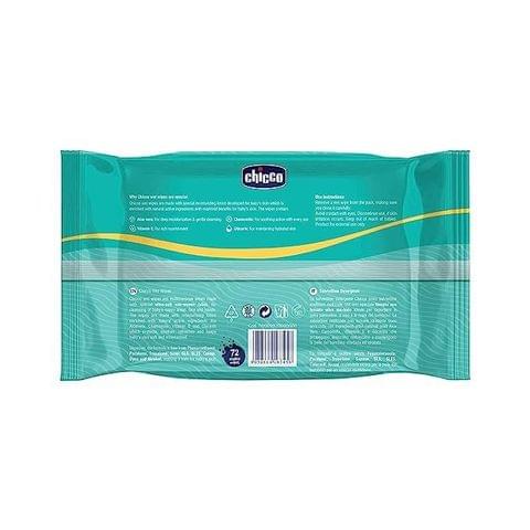 Chicco Soft Cleansing Wet Baby Wipes, Ideal for Nappy, Face and Hand, Dermatologically Tested, Paraben Free, Sticker (72 Sheets per Pack)