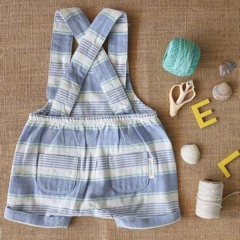 Yellow Rabbit Blue and White Stripped Overalls