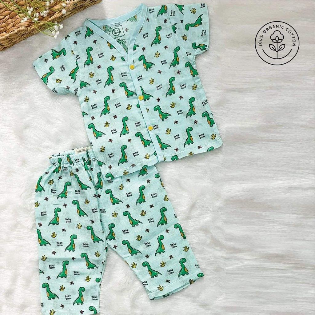 A Toddler Thing - Organic Muslin Sleepsuit Baby Dino
