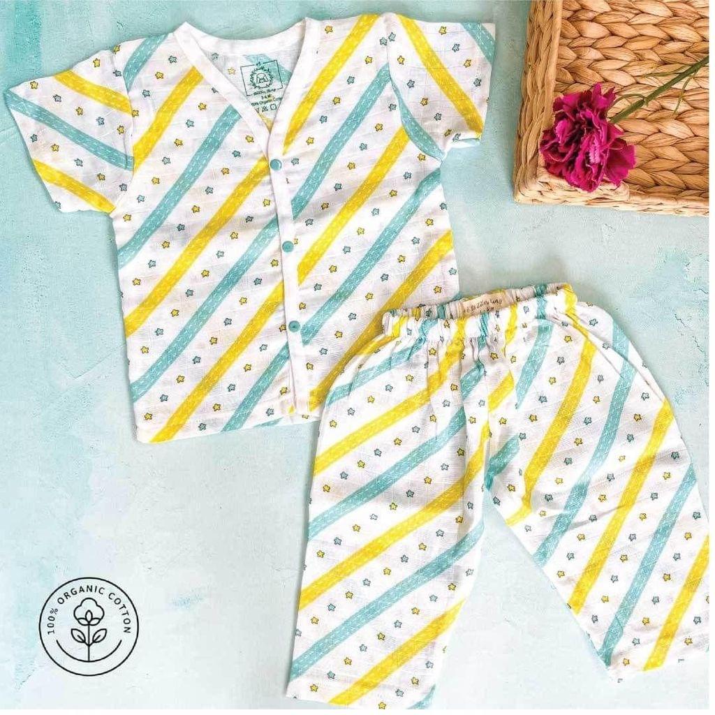 A Toddler Thing - Organic Muslin Sleepsuit Twinkling Stars