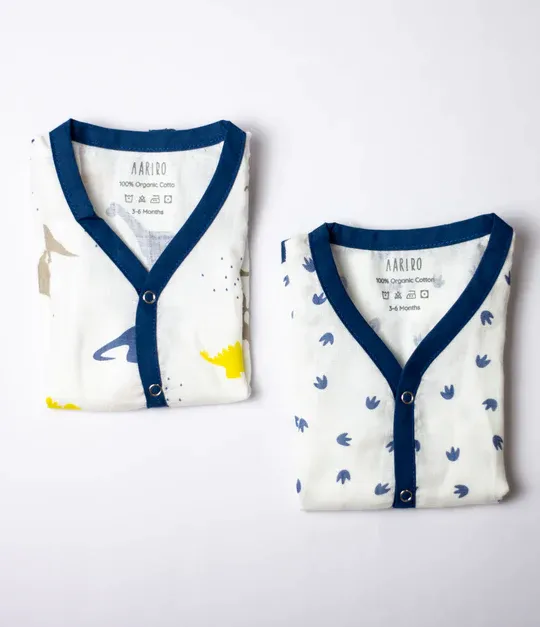 Aariro Muslin Jabla set -Little Dino (2 Pcs)