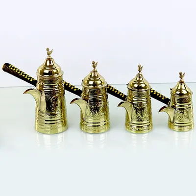 طقم مصبات قهوة نحاسي يساري 4 قطع