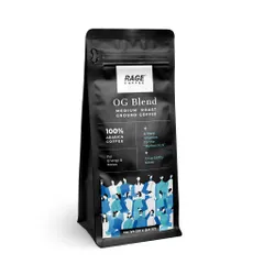 Rage Coffee OG Blend Freshly Roasted & Ground Coffee Powder - 100% Arabica Beans Blend of Ethiopian & Coorg Coffee, 250 Gms