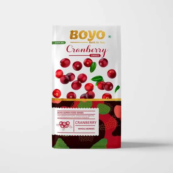 BOYO Dried Whole Cranberry 200g, Gluten Free, Vegan and NON GMO, Unsweetened Cranberries Dry Fruits Without Sugar (Dried Whole Cranberries 200g)