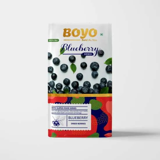BOYO Dried Blueberry (Whole and Unsweetened) 150g 100% Vegan and Gluten Free - Vitamin Rich Blueberries, Dried Blueberries, Low Fat Healthy Snacks for Kids and Adults