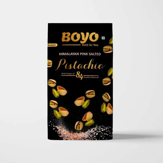 BOYO Roasted Pistachio Himalayan Pink Salted - Dry Roasted, Non Fried, Oil Free, Crunchy Healthy Snack, 200g