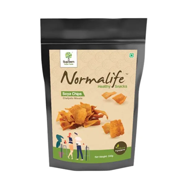 Normalife™ Soya Chips | Chatpata Masala | All the Goodness of Soya | Gluten Free | Healthy Air Fried Snacks