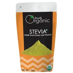 Honeslty Organic Stevia Leaf Powder/ Natural Sugar Replacement/ Dried Green Leaf Powder (0 Calories, 0 Carbs, USDA Organic Certified, 100% Pure & Natural) - 150g (Pack of 2)