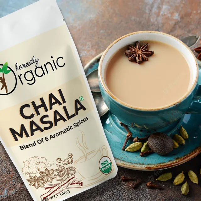 Honestly Organic Chai Masala (Masala Tea Mix) - 100g - All Natural & Hand Pounded