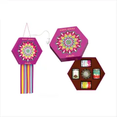 DIBHA-RUCHOKS Diwali Premium Kandil Chocolates Gift Pack 280g (K2) With Holder & Wire + 1 Pearl Candle K2