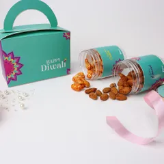 DIBHA-RUCHOKS Diwali Premium Dry Fruit Hamper Set Of 2 (Peri Peri Almond & Tangy Tomato Cashew) - 200g D01