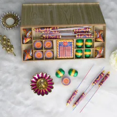 DIBHA-RUCHOKS Diwali Premium Cracker Chocolates in Wooden Gift Pack - 372g W2