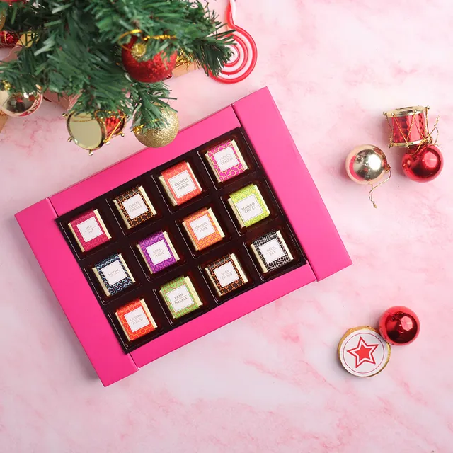 RUCHOKS Premium Chocolate Christmas Special Box of 12 Assorted Chocolates - 156g