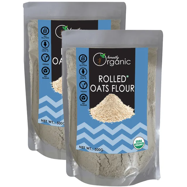 D-Alive Honestly Organic Rolled Oats Flour - 500g (Pack of 2)