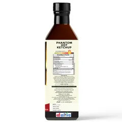 D-Alive Phantom Hot (Tomato) Ketchup: Sauce made with World's Hottest Ghost Pepper / Bhut Jolokia Chilli (Sugar-free, Made with Organic Ingredients, Gluten-free, No MSG, Vegan, Keto & Diabetes Friendly) - 280ml