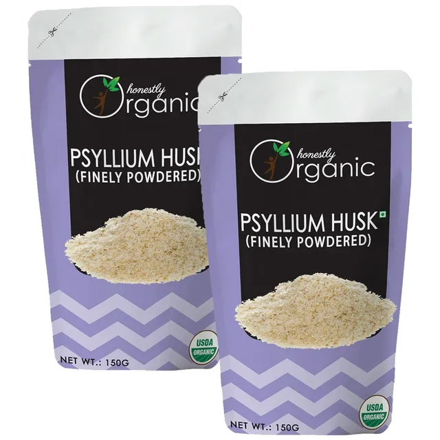 Honestly Organic Psyllium Husk/ Isabgol - Finely Powdered (USDA Organic Certified, 100% Pure & Natural) - 150g (Pack of 2)