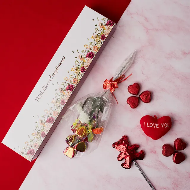 RUCHOKS - Valentines Special Heart Shape 8 Chocolates Bouquet 120g