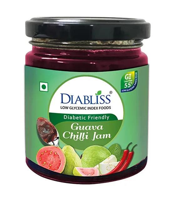 DiaBliss Diabetic Friendly Guava Chilli Jam - Low Glycemic Index(GI) Sugar Free Alternative - (225g)