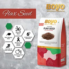 BOYO Raw Flax Seed 500g Fiber Rich Alsi Seeds, Rich Source of Lignans, High in Omega-3 and Fiber