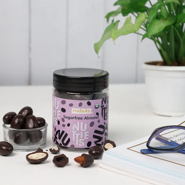 RUCHOKS - Sugar Free Dragees with Single Almond Coated Chocolate - 100g
