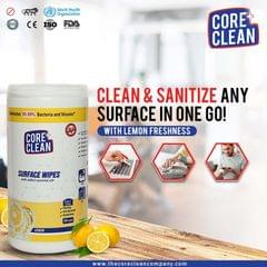 Core Clean Surface Wipes Lemon(100 Pulls)