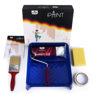 Berger Paints iPaint Home Wall Painting Kit (9" Roller, Sponge Block, 3" Brush, Painting Tray, Masking Tape, DOU Booklet)