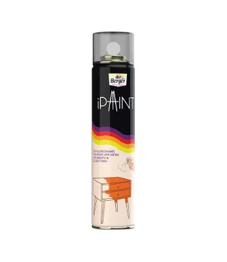 Berger Paints Ipaint DIY Rich Gloss Aerosol Enamel Spray Paint (Silver, 400 ml) for Metal, Wood and Walls
