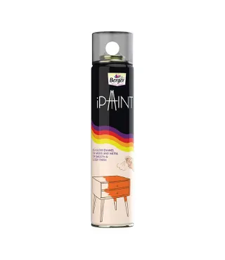 Berger Paints Ipaint DIY Rich Gloss Aerosol Enamel Spray Paint (White, 400 ml) for Metal, Wood and Walls