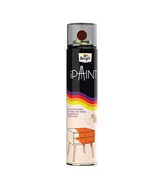 Berger Paints Ipaint DIY Rich Gloss Aerosol Enamel Spray Paint (Brown, 400 ml) for Metal, Wood and Walls