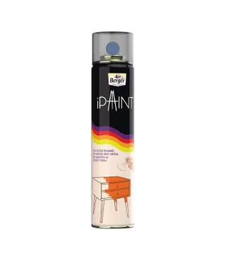 Berger Paints Ipaint DIY Rich Gloss Aerosol Enamel Spray Paint (Smoke Grey, 400 ml) for Metal, Wood and Walls