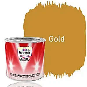 Berger Luxol Hi Gloss Metal & Wood Paint | Mirror-like Gloss | Tough Coating | GOLD | 200 ML | For Wooden and Metal surfaces
